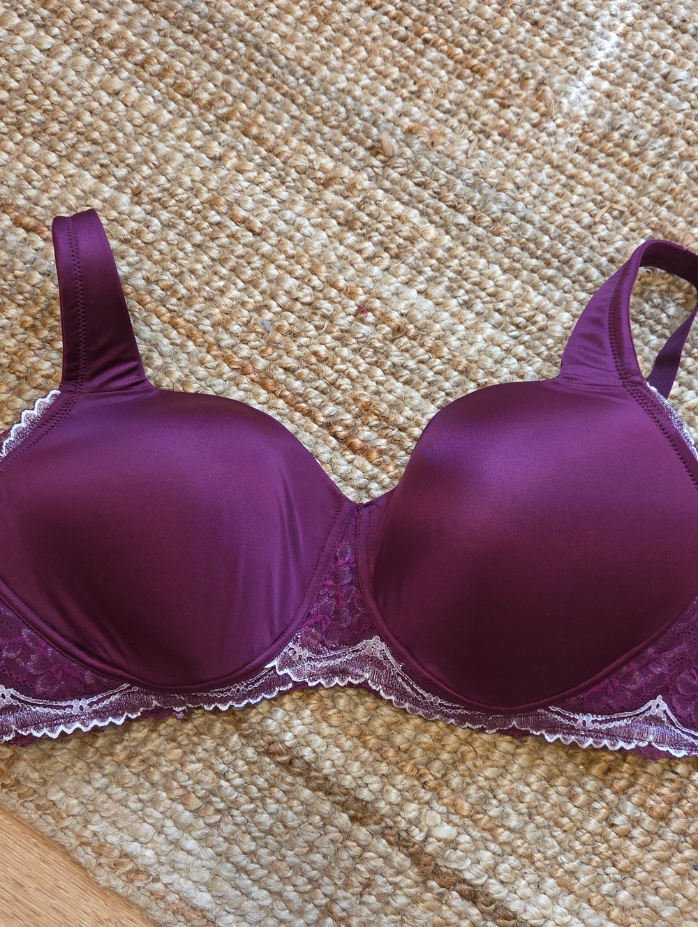 Breezies Smooth Lace Trim Bra in Plum